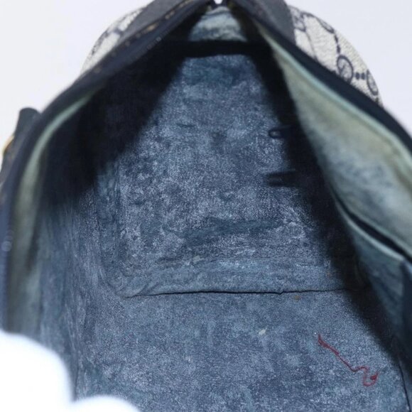 GUCCI GG Supreme Sherry Line Boston Bag PVC Navy Gold 40 3841 Auth 147499 - Picture 12 of 16